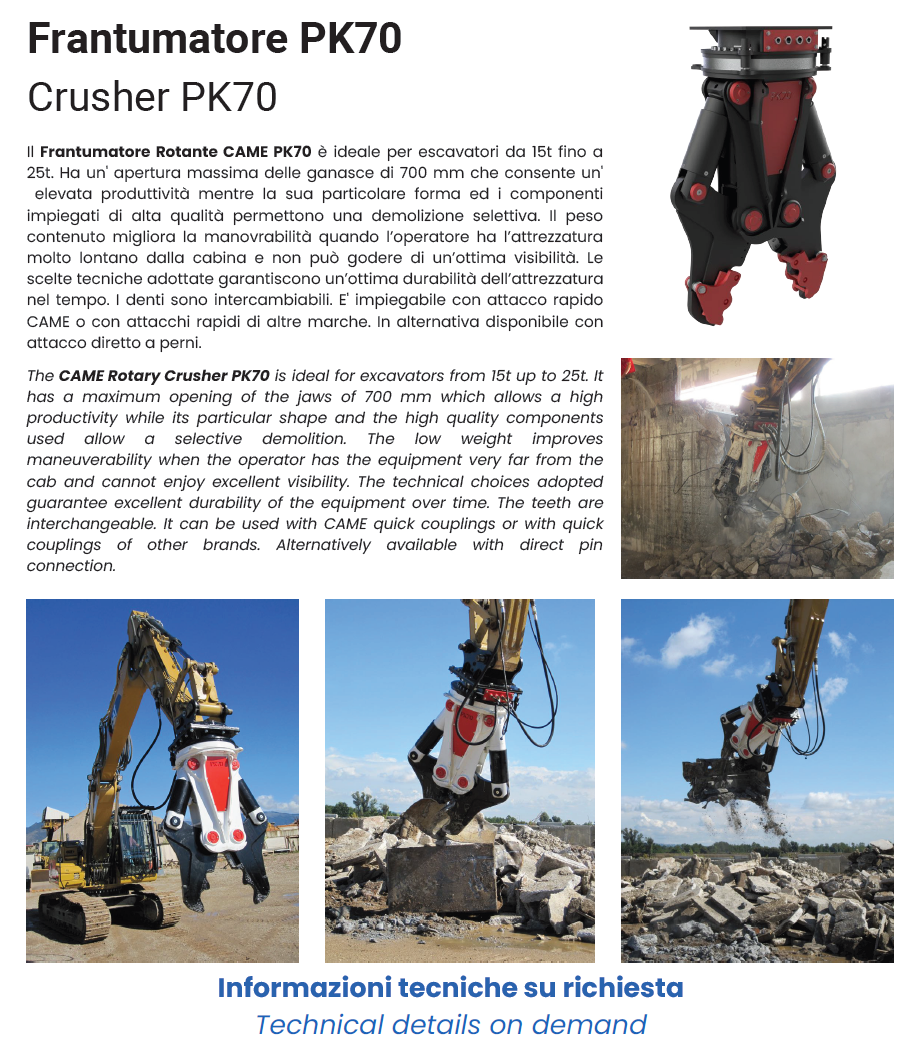 Frantumatore PK70 Scheda